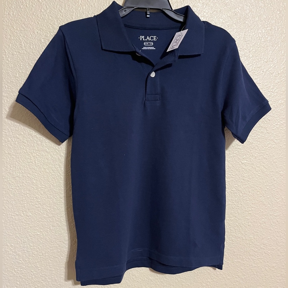 The Children’s Place Boy’s Size M (7/8) Navy Blue Short Sleeve Polo Shirt
